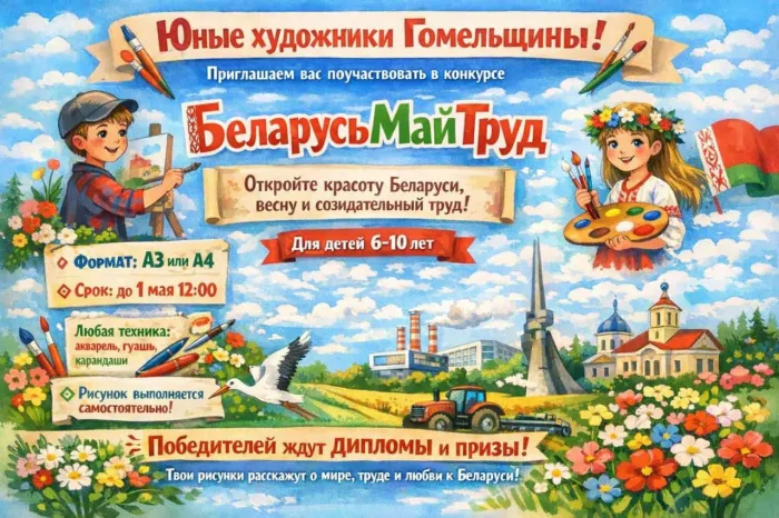 Профсоюзы Гомельщины приглашают поучаствовать в конкурсе рисунков «БеларусьМайТруд» к 1 Мая