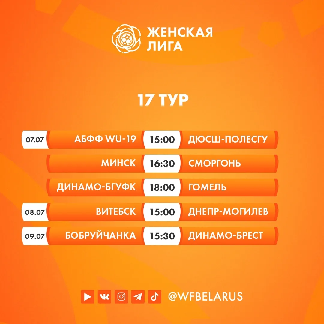 Анонс матчей 17-го тура чемпионата Беларуси по футболу среди женских команд