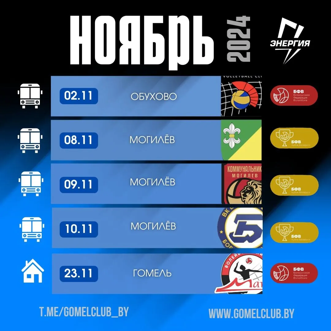 Стало известно расписание игр гомельской "Энергии" в ноябре 2024