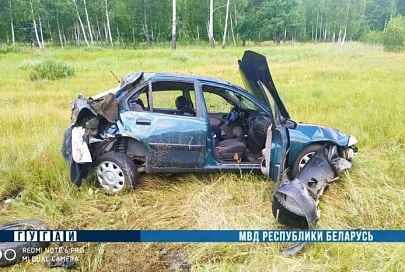 В Мозыре автомобиль съехал в кювет и опрокинулся