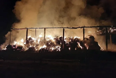 В Рогачевском районе горел сеносклад
