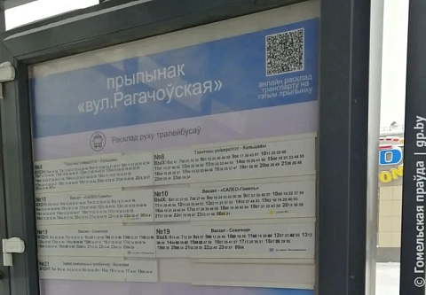 Удобное место для расписания движения транспорта появилось на некоторых остановках в Гомеле 