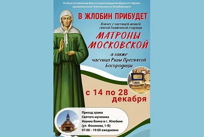 В Жлобин прибудет ковчег с частицей мощей святой блаженной старицы Матроны Московской
