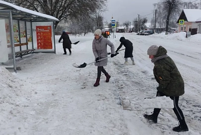 Добрушане вышли на субботник: вместе справились со снегом и льдом