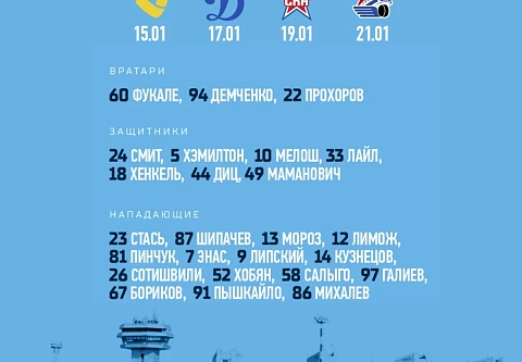 Минское "Динамо" объявило состав на четырехматчевый выезд