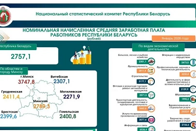 Средняя зарплата в Беларуси в январе составила 2757,1 рубля  