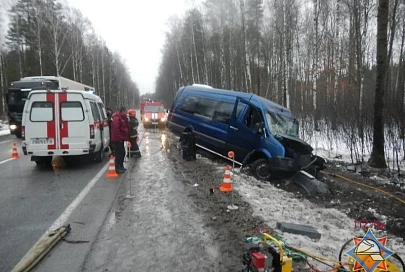 В Речицком районе микроавтобус "Фольксваген" врезался в дерево, водителю понадобилась помощь спасателей